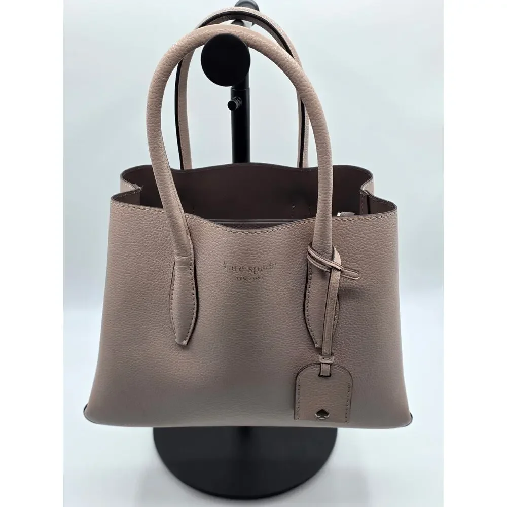 Kate Spade Eva Small Satchel Pebbled Leather Crossbody Bag Blush Taupe EUC